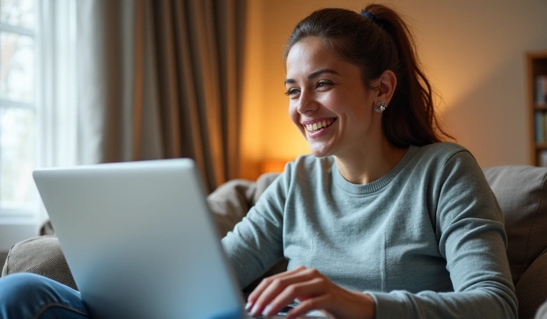 Osoba korzystająca z laptopa symbolizująca wygodę i dostępność